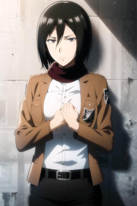 3978513610-3654851445-aot style, shingeki no kyojin, __mikasa ackerman, __1girl, __, badge, bangs, belt, black belt, black hair, breast pocket, brown__.png